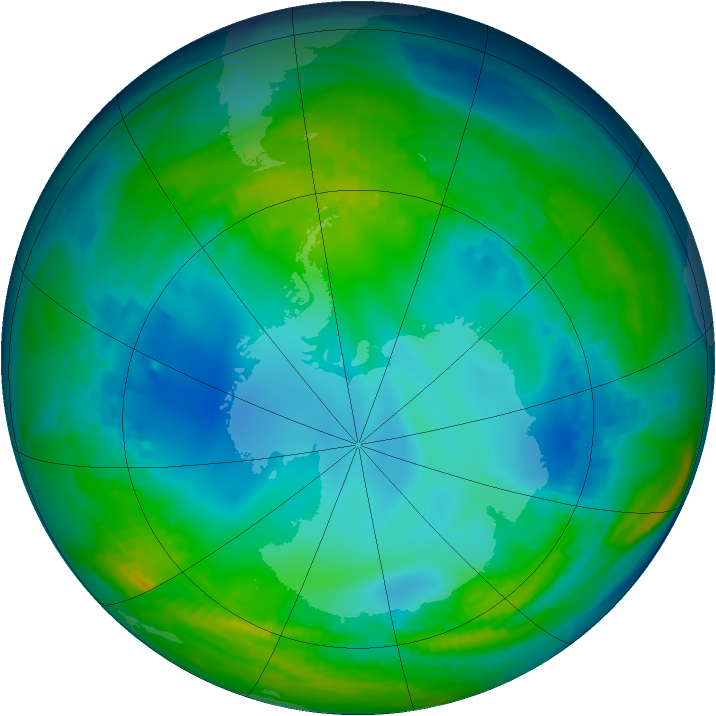 Antarctic ozone map for 23 May 1992